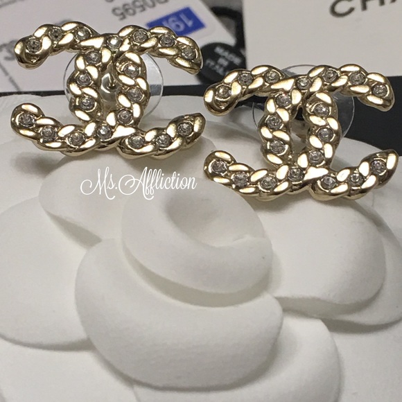 Sold on eBay! CHANEL Authentic Crystal CC Earrings - Picture 4 of 8